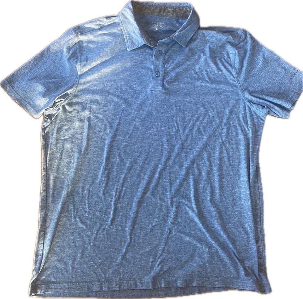 G.H. Bass & Co Mens Casual Short Sleeve Heather Blue Polo Shirt Size L